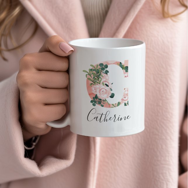 Taza De Café Acuarela floral Mug inicial - C (Subido por el creador)