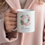 Taza De Café Acuarela floral Mug inicial - Q<br><div class="desc">¡¡¡Dale esta hermosa taza como regalo a tu fiesta nupcial,  madre o amiga!!</div>
