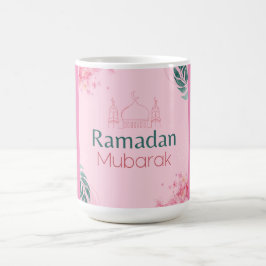 Taza De Café Acuarela floral rosa Ramadan Mubarak Pegatina