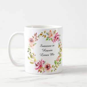 Taza De Café Acuarela Floral Rosa Wreath Memorial Keepsake