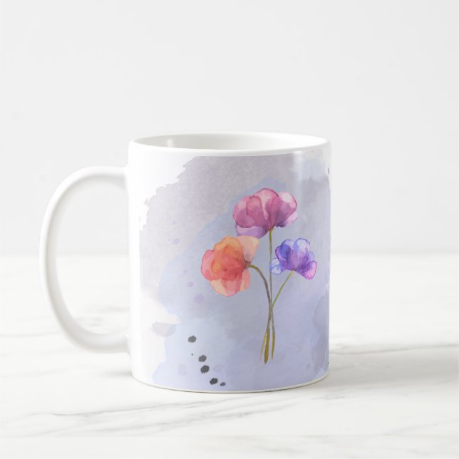 Taza De Café Acuarela Flores Mug (Izquierda)