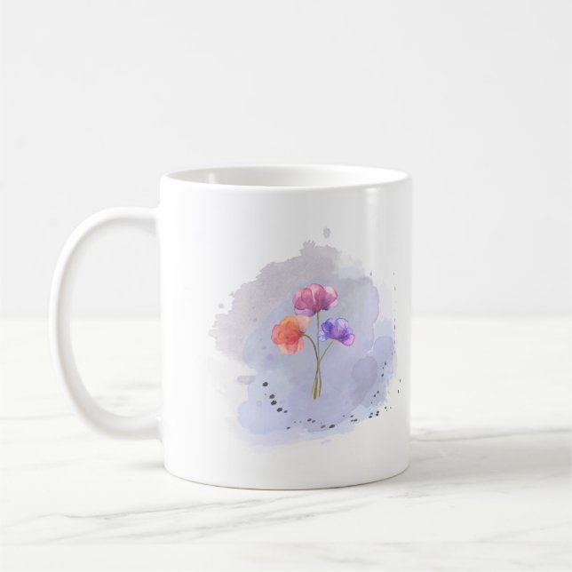 Taza De Café Acuarela Flores Mug (Izquierda)