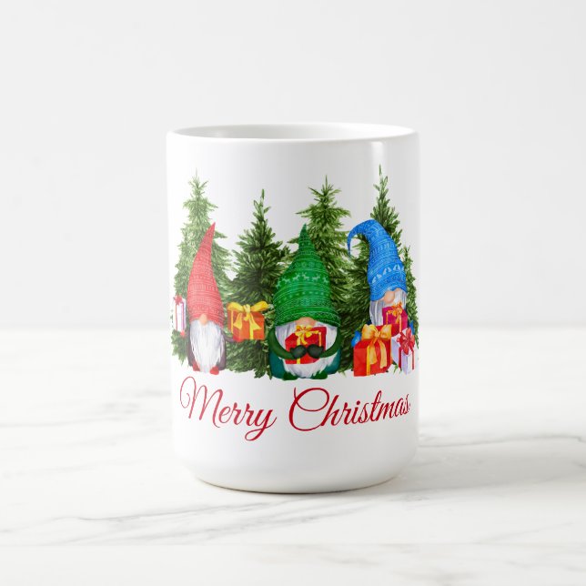 Taza De Café Acuarela Gnomes Navidad de Cereza Roja (Centro)