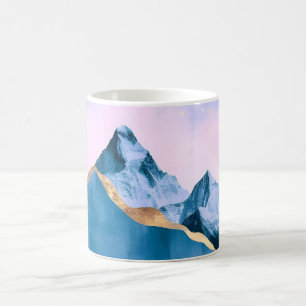 Taza De Café Acuarela Golden Celestial Peaks