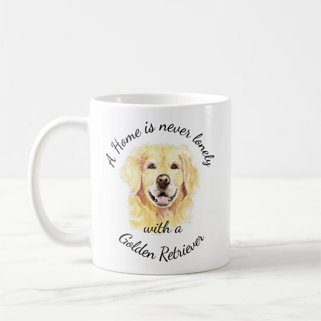 Taza De Café Acuarela Golden Retriever Dog Mascota Animal (Izquierda)