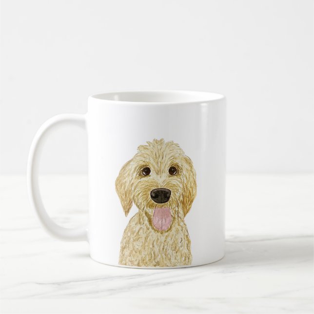Taza De Café Acuarela Goldendoodle Mug (Izquierda)