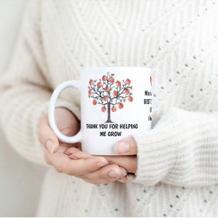 Taza De Café Acuarela Gracias por ayudarme a crecer árbol