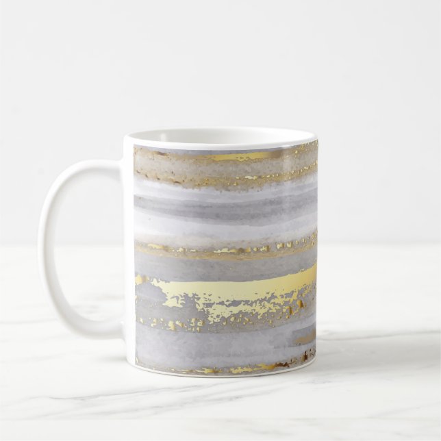 Taza De Café acuarela gris de lujo y textura dorada (Izquierda)