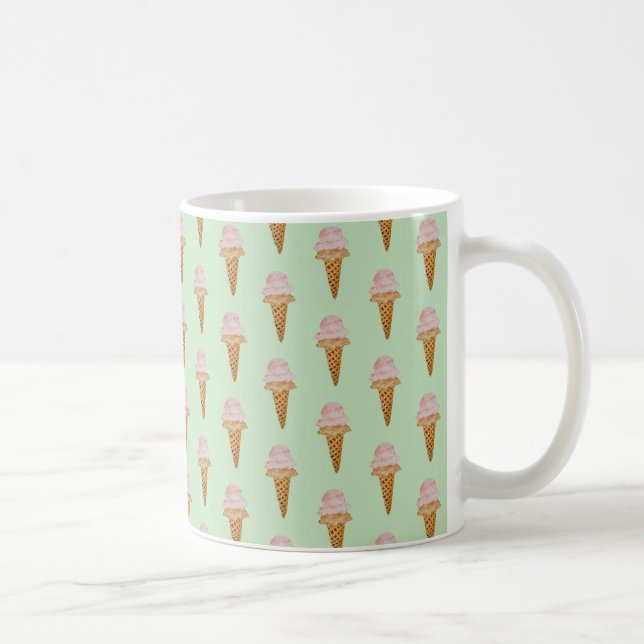 Taza De Café Acuarela Helado Crema Mug (verde menta) (Derecha)