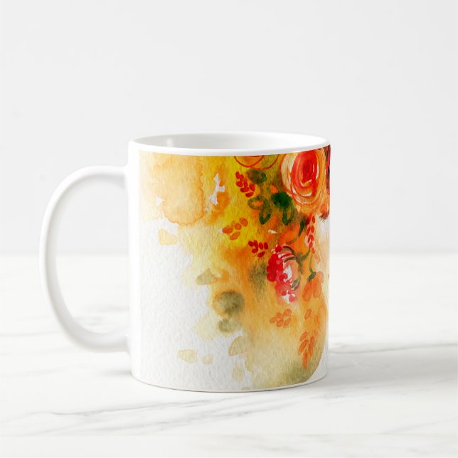 Taza De Café Acuarela hermosa mujer con ropa de cama (Izquierda)