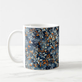 Taza De Café Acuarela Hielo Azul Invernal Patrón Floral Mug