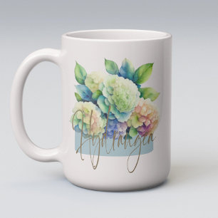 Taza De Café Acuarela Hydrangea Mug