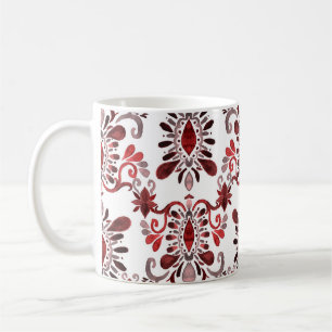 Taza De Café Acuarela Ikat: Típica Étnica Sin Marea.