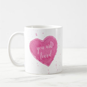 Taza De Café Acuarela Ilustracion Corazón, Eres Mug Amado