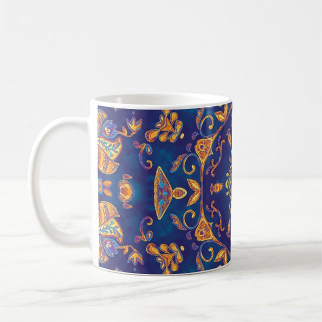 Taza De Café Acuarela Kaleidoscope Mandala Oriental Design. (Izquierda)
