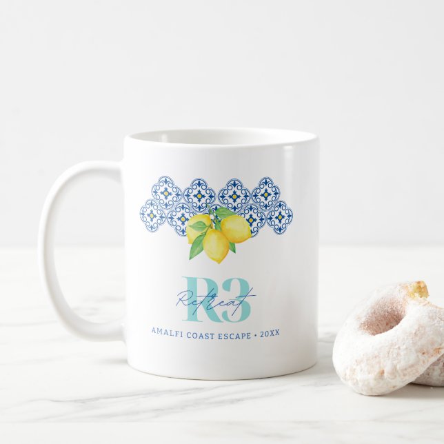 Taza De Café Acuarela Lemon Mediterranean Tile (Con donut)