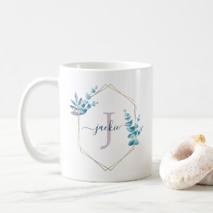 Taza De Café Acuarela Lilac Eucalyptus Wreath Monograma
