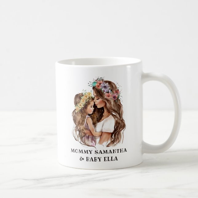 Taza De Café Acuarela Mamá e Hija (2) (Derecha)