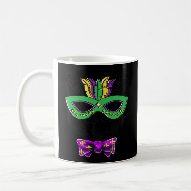 Taza De Café Acuarela Mardi Gras Gato Cara Carnaval Máscara Fes (Izquierda)