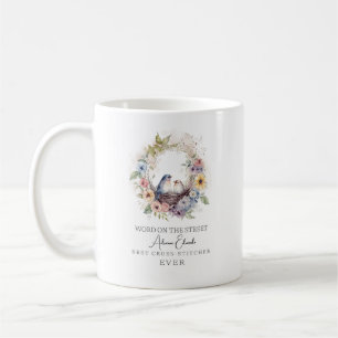 Taza De Café Acuarela Mejor Barrido Cruzado Lover Floral Wreath