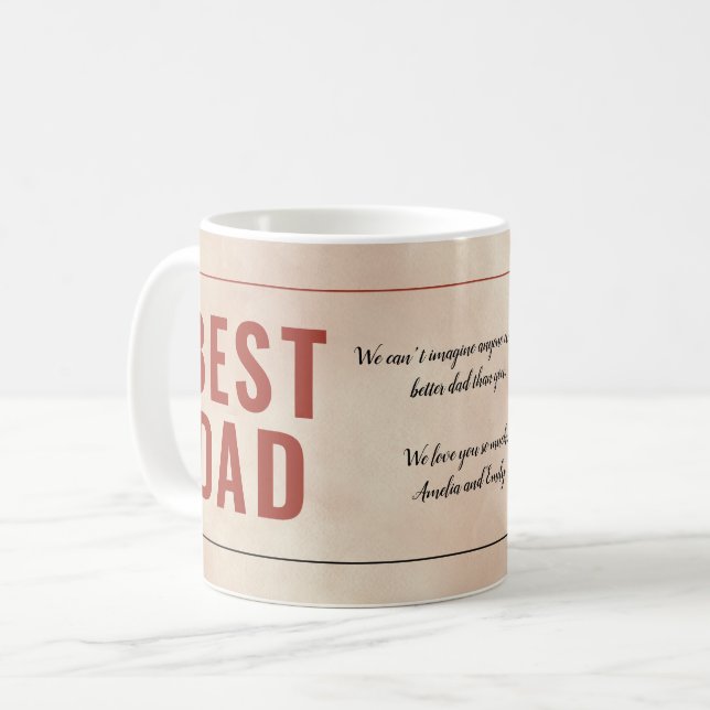 Taza De Café Acuarela Mejor Mensaje de Papá Foto del Día del Pa (Anverso izquierdo)