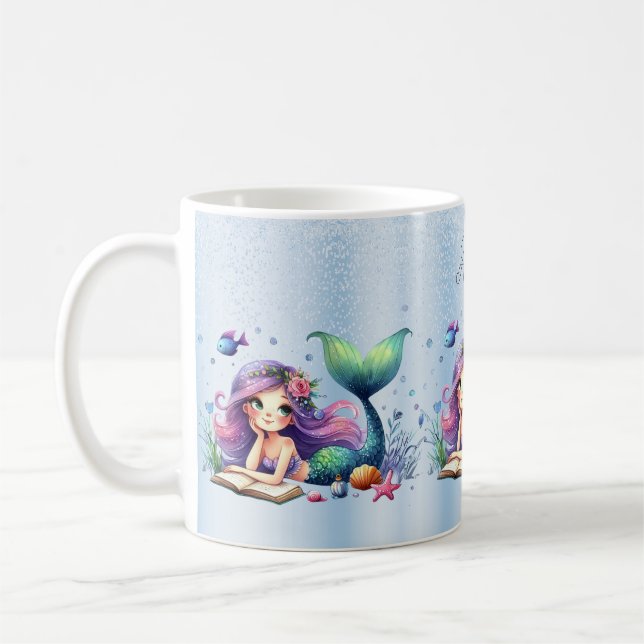Taza De Café Acuarela Mermaid Sea Life Cuto Hermoso (Izquierda)