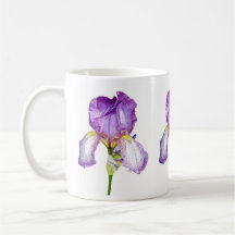 Acuarela Morado Iris Botánico Floral Art Mug