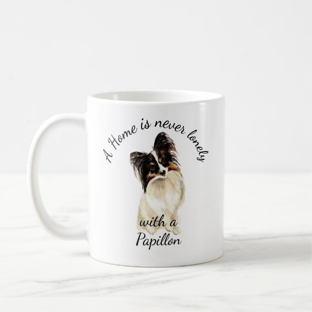 Taza De Café Acuarela Papillon Dog Mascota Animal (Izquierda)