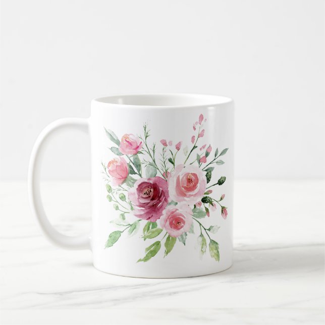 Taza De Café Acuarela Pastel Rosa Mug (Izquierda)