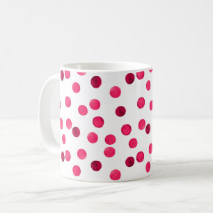 Taza De Café Acuarela patrón de lunares de acuarela roja