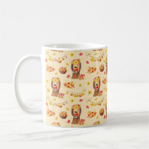 Taza De Café Acuarela Patrón ininterrumpido de otoño. Agua du