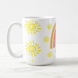 Taza De Café Acuarela Personalizada Caprichosa Boho Arcoíris y