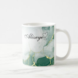 Taza De Café Acuarela personalizada de oro verde esmeralda