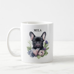 Taza De Café Acuarela personalizada de perro de cerdo negro