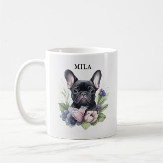 Taza De Café Acuarela personalizada de perro de cerdo negro