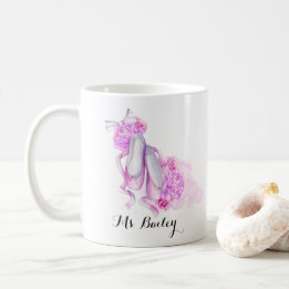 Taza De Café Acuarela personalizada del profesor del ballet