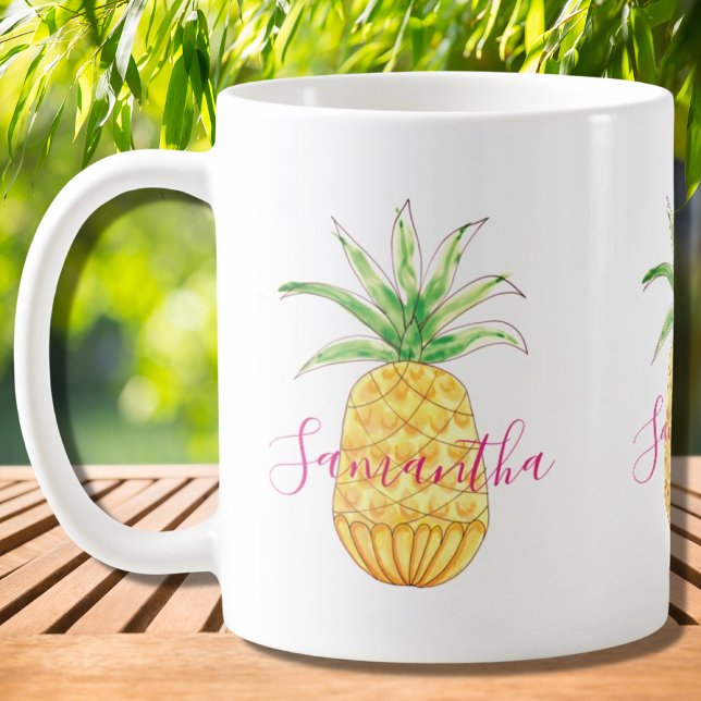 Taza De Café Acuarela Personalizado de piña tropical (Subido por el creador)
