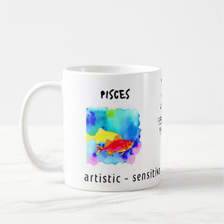 Taza De Café acuarela Pisces zodiac signo y características