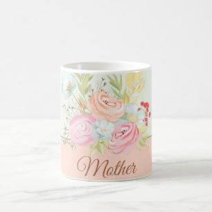 Taza De Café Acuarela primaveral floral pastel personalizable 