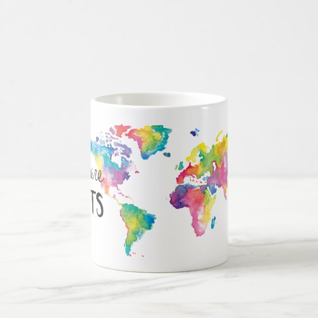 Taza De Café Acuarela que mi mundo por Moda ilustró (Centro)