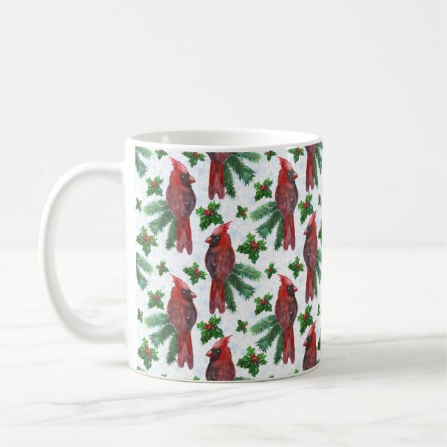 Taza De Café acuarela Red Cardinal Bird (Izquierda)