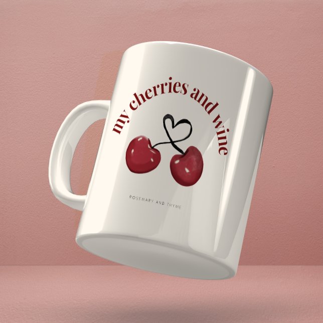 Taza De Café Acuarela Red Cherry Heart Mug (Subido por el creador)