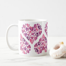Taza De Café Acuarela rosa Corazón de San Valentín
