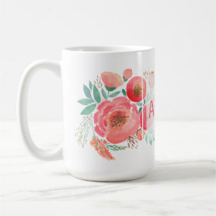 Taza De Café Acuarela, rosas.