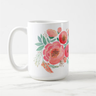 Taza De Café Acuarela, rosas.