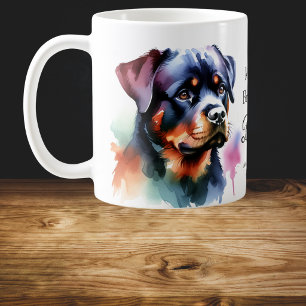 Taza De Café Acuarela Rottweiler Personalizar