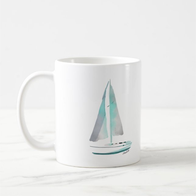 Taza De Café Acuarela Sailboat Mug (Izquierda)