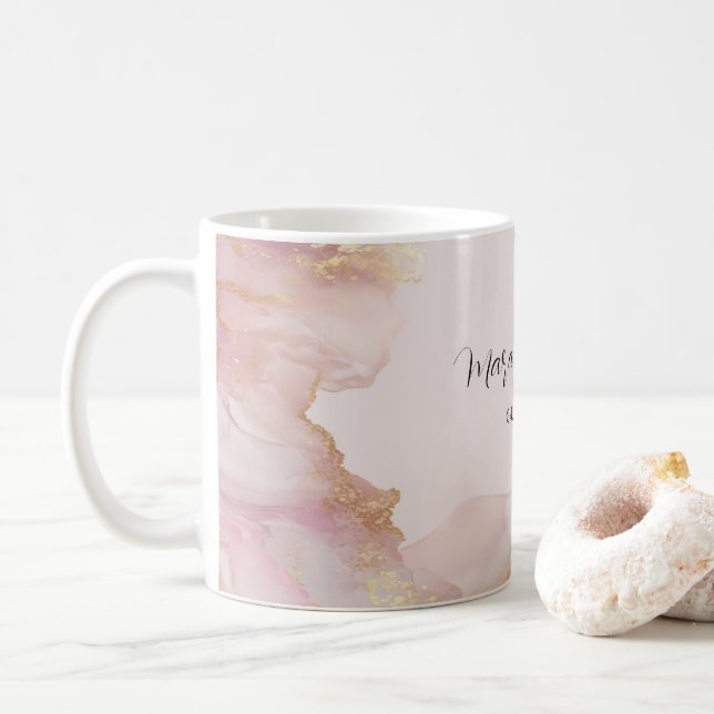 Taza De Café Acuarela Seraphina Rosa y Gold Mug (Con donut)