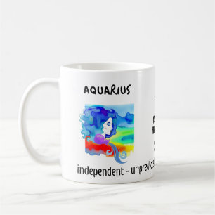Taza De Café acuarela Signo y características de Aquarius zodia