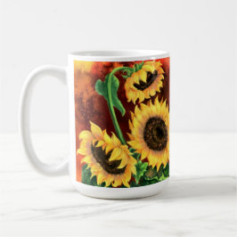 Taza De Café Acuarela Tres girasoles Café Mug